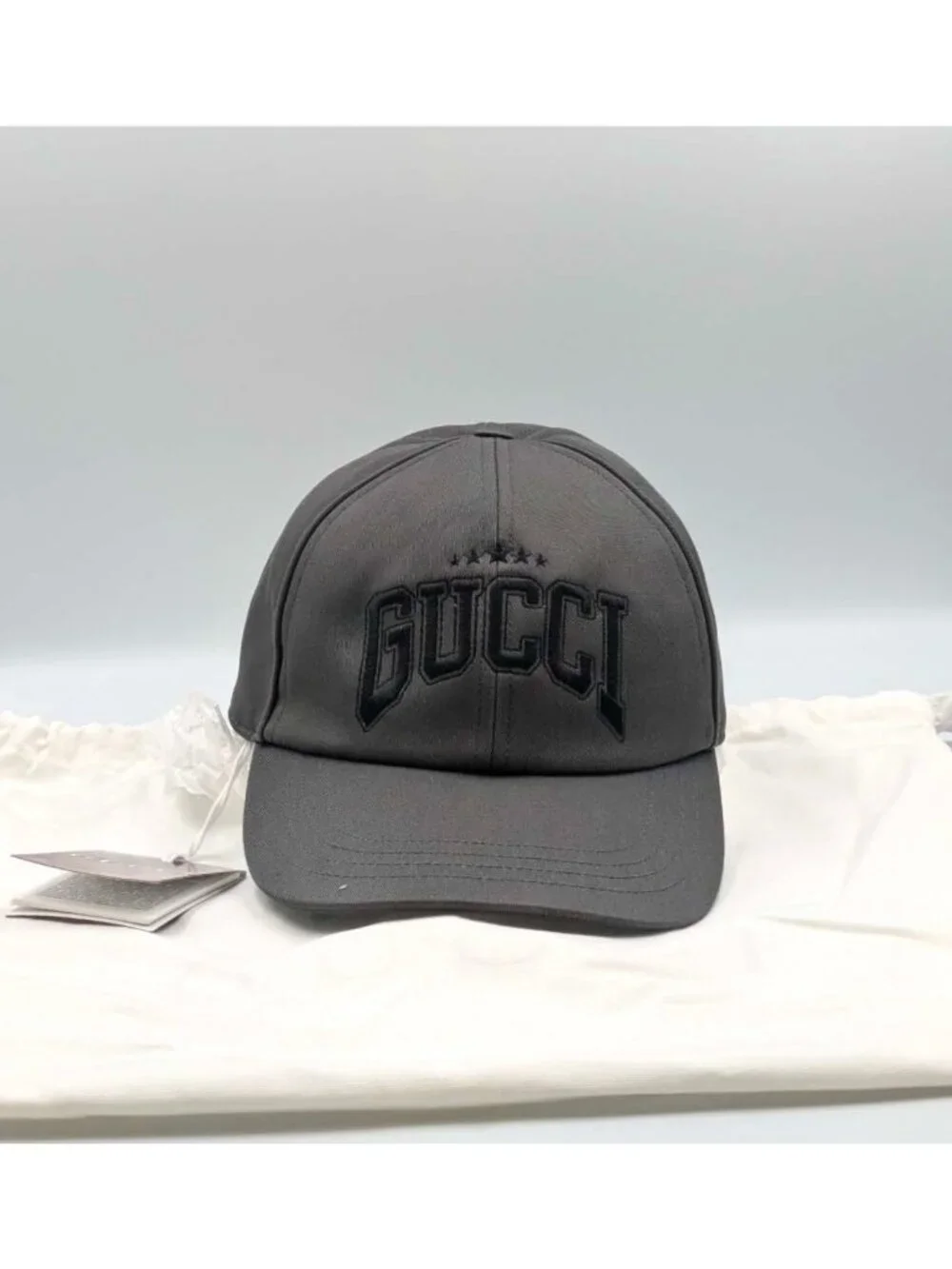 Gucci Embroidered Cotton Baseball Cap Grey M 58cm 817455